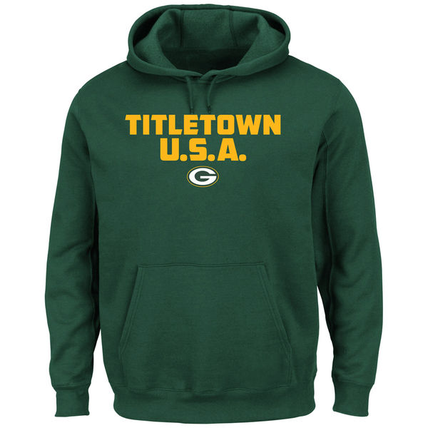 Men Green Bay Packers Majestic Hot Phrase Pullover Hoodie Green->green bay packers->NFL Jersey